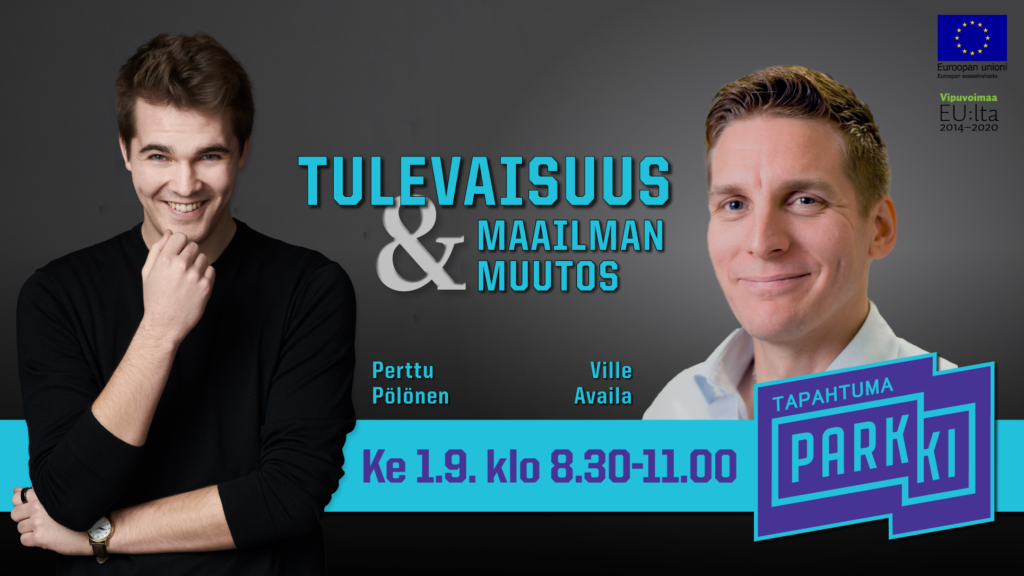 Perttu Pölönen ja Ville Availa Puhumassa parkin aamukahveilla